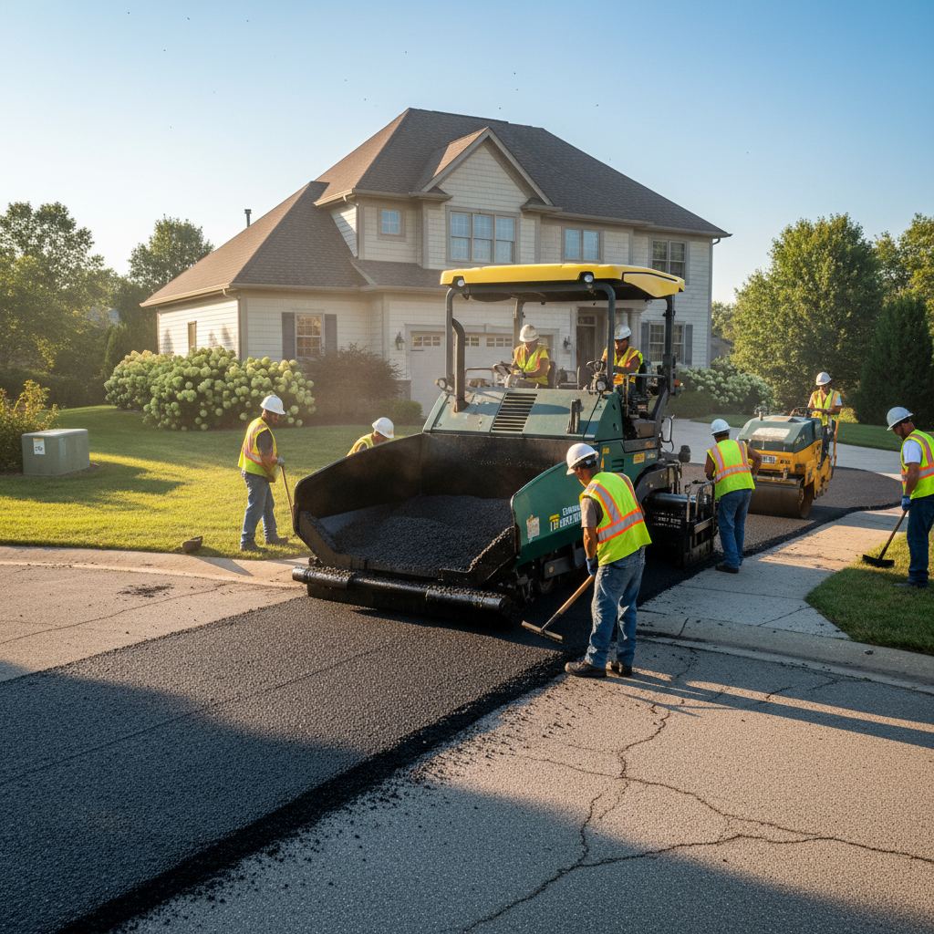 New asphalt driveway in Denman Island Trust Area