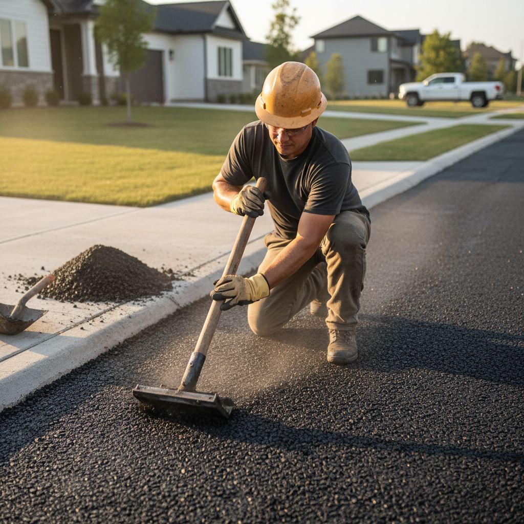 New asphalt driveway in East Newton North